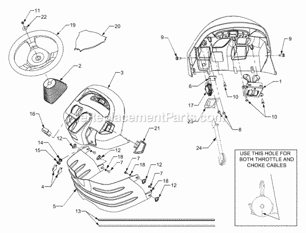 Dash Panel Diagram and Parts List for GT3235 14A-692-710 Cub Cadet Lawn Tractor
